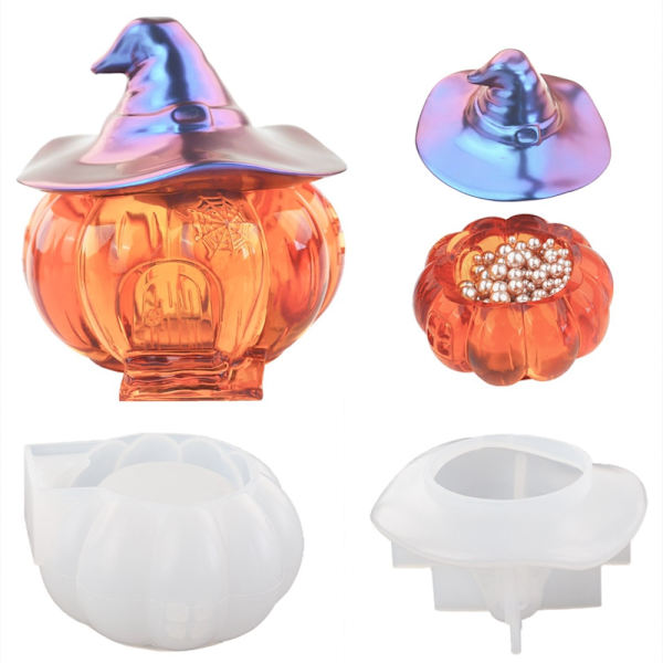 2st 3D Halloween Pumpa Silikonform för Förvaring