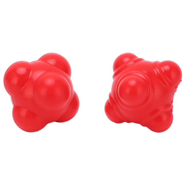2 st Reaktionsbollar i Gummi, Oregelbunden Form, Reaktionsbollar för Koordination, Smidighet, Hastighetsträning, Röd