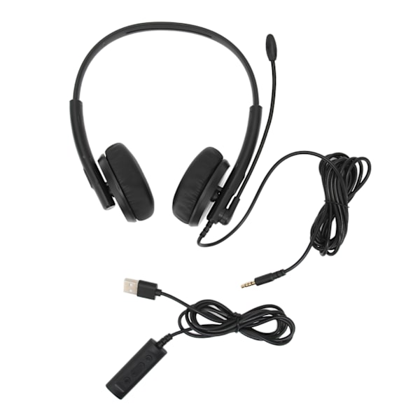 XD1000 USB-headset med 3,5 mm brusreducerande mikrofon, kundtjänstheadset för Skype, webbinarier och callcenter