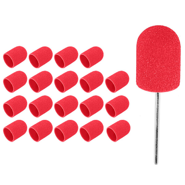 Nagelkonst Sandpapperhuv Nagelfräsbits Polering Slipning Sandband Set (16 x 25mm) Röd