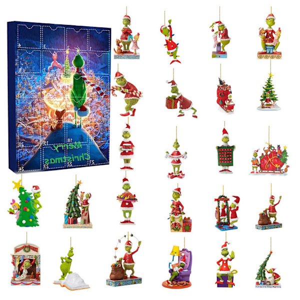 Grinch Blind Box 24 Dagar Glinki Elk Akryl Blind Box Jul Blind Box Hänge Type B