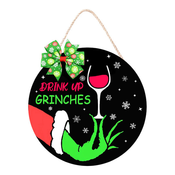 2023grinch jul dekorativ personlighet dörrskylt julgranshänge grinch dekorativ trä Style 6