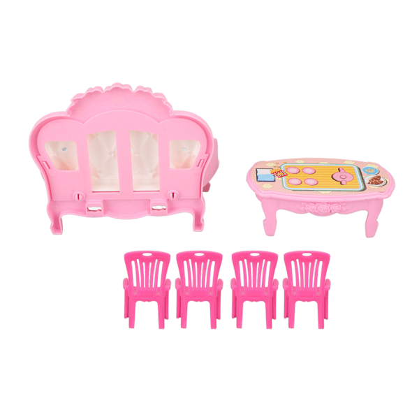 Miniatyr Vardagsrums Möbel Simulerings Soffa Kaffebord Stol Möbelmodell Set för 1/16 Dockhus Typ 1