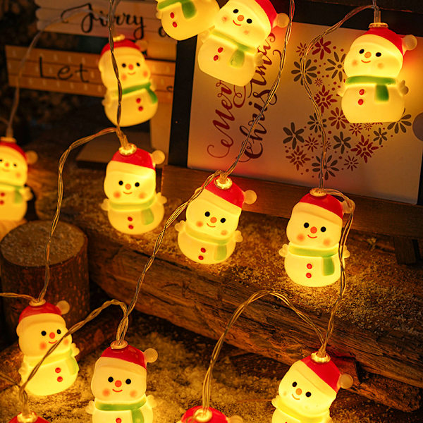 LED-ljusslinga med julmotiv - Tomte, Snögubbe, Rensa - Festlig Atmosfär - Batteri & USB - Julgran Dekorativ Lykta Z 2M 10led USB