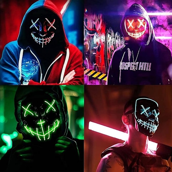 Halloween-mask LED-upplyst mask läskig mask