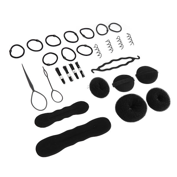 Hårbulleformare Set Stift Elastiska Band Hår Donut Bulle Maker Frisörverktyg Set för Vuxna Barn