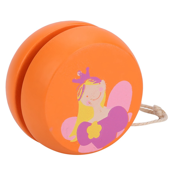 Söt tecknad trä-yo-yo boll leksak för tidig utbildning för barn (Orange prinsessa)
