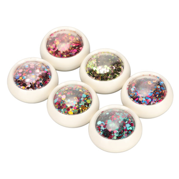 6 Ask Nagelkonst Glitter Sekvenser Färgglada Runda Nagelglitter Sekvenser för DIY Nagelkonst Dekoration