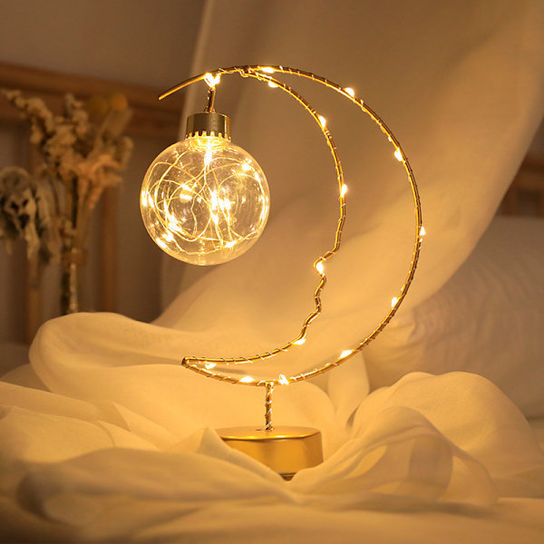 Jul LED Dekorativ Ljus Smedjärnsmåne Inomhus Dekoration Liten Nattlampa Warm White Love