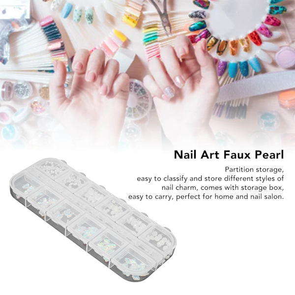 Exklusiva Nagelkonst Faux Pärlor Hemma Salong Fashionabla DIY Nagel Rosett Charm Dekoration för Kvinnor