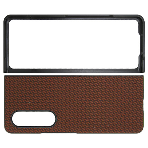 Telefonfodral Vikbart Mobiltelefon Skyddande Fodral Fullt Skydd för Galaxy Z Fold 3 Kolfiberstruktur Kaffe
