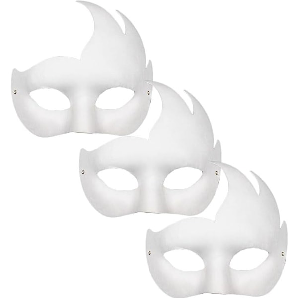 Kattmask Vit Kattmask Tom DIY Halloween Mask Djur Halvmask Maskeradboll C