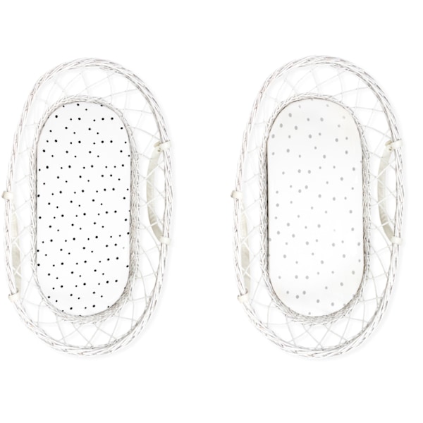 Carrycot sheet 2-pack Black Dots/Grey Dots