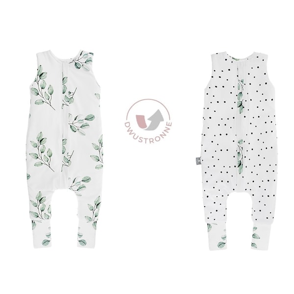 Reversible Sleeping Bag with legs M (3-5 years) Eucalyptus/Black Dots