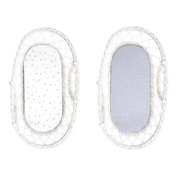 Carrycot sheet 2-pack Grey Dots/Light Grey
