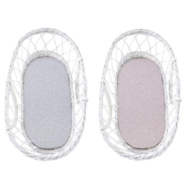 Carrycot sheet 2-pack Light grey/pink