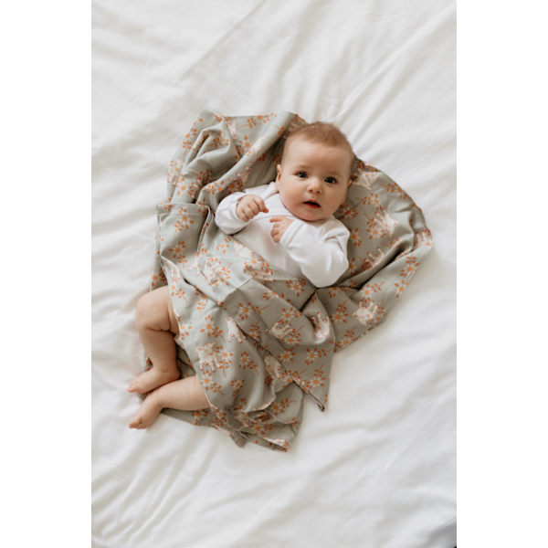 Bamboo Wrap Vintage Animals Sky_Blue