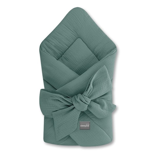 Muslin Swaddle Wrap Ocean_Green