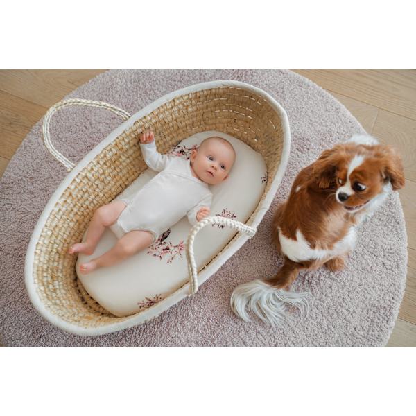 Carrycot sheet 2-pack Black Dots/Bloom