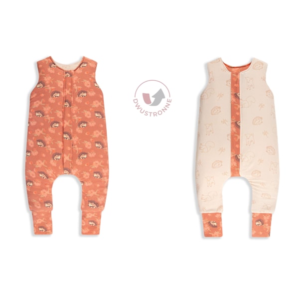 Reversible Sleeping Bag with legs XS (6-12 months) Vintage Animals Amaranth/Cream
