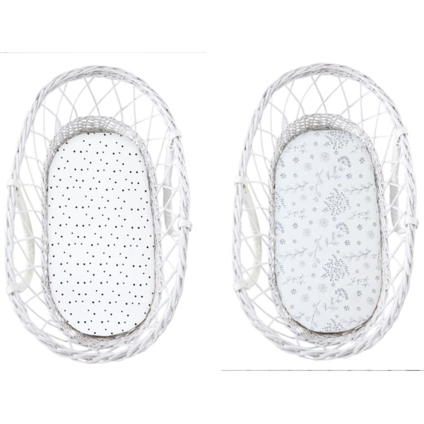 Carrycot sheet 2-pack Black Dots/Bloom