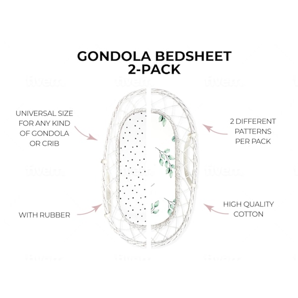 Gondola sheet 2-pack Black Dots/Eucalyptus