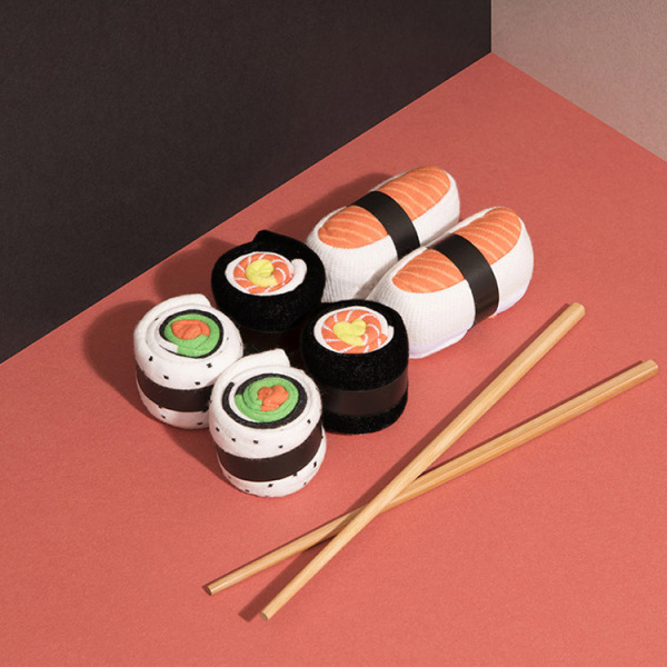 4 Par Långa Bomullsstrumpor Sushi Strumpor 38-42 red one size