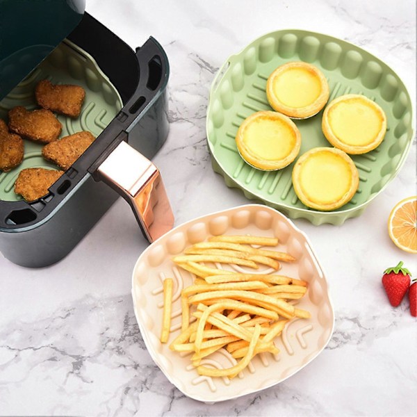 Airfryerform Non-Stick Livsmedelsgodkänd Jämn Uppvärmning Airfryer Silikonkruka Köksartiklar Red L