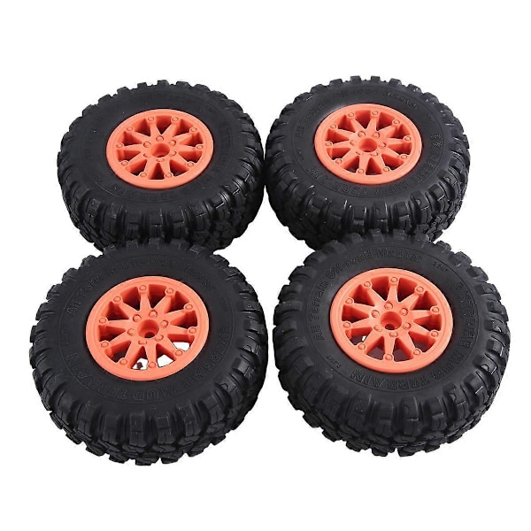 4 st 118X44mm 2.2 Tum Gummidäck & Beadlock Fälg i Plast för 1:10 RC Rock Crawler Axial SCX10 RR10 RC Bil, Orange