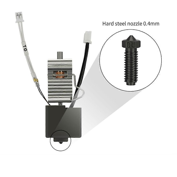 För Kobra3 Extruder Hotend med 0.4mm Hård Stålmunstycke