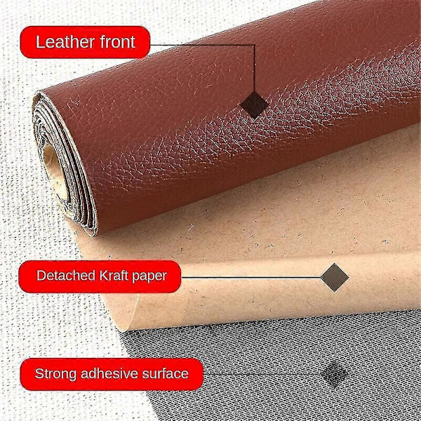 Självhäftande läder för soffreparation, möbelbordsstolsdekal, sitsväska, skoreparation Red 50x137cm