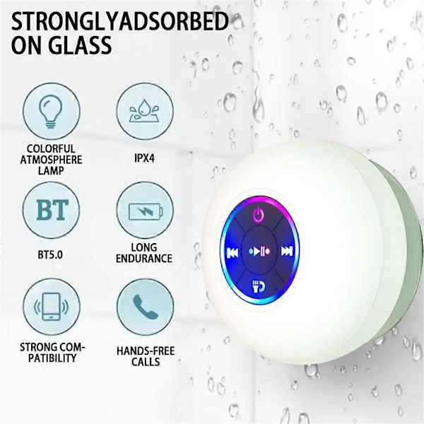 Portabel Vattentät Bluetooth Högtalare för Dusch med Sugpropp