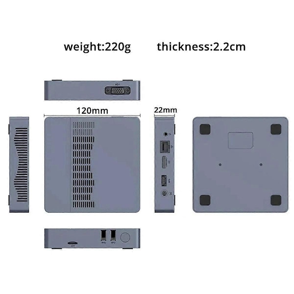 M2 Air Mini PC för N4000 CPU Win11 6GB RAM EU-kontakt