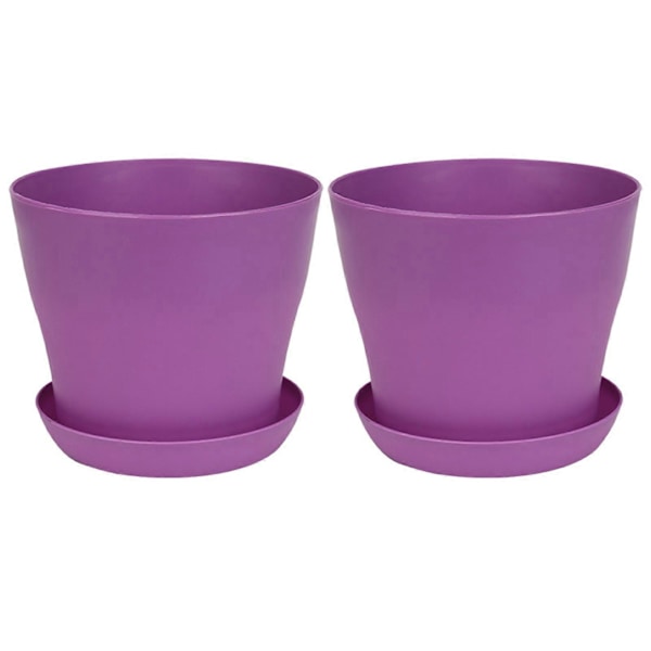 2 st Blomkruka med Fat Stor Öppning PP Dräneringshål Växtbehållare för Balkong Purple S
