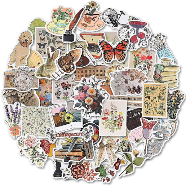 Vintage Stickers, 50 Scrapbook Stickers för Planerare Junk Journal