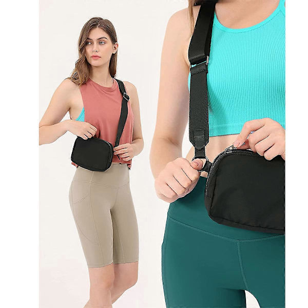 KXJ-Bältesväska för Kvinnor Trendiga Magväskor Crossbody Väska Midjeväska för Vandring Promenader Cykling Resor Black