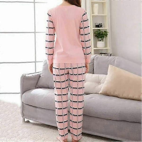 Dam Pyjamas Set Sovkläder Loungewear Pyjamas-Bra Pink Cat M
