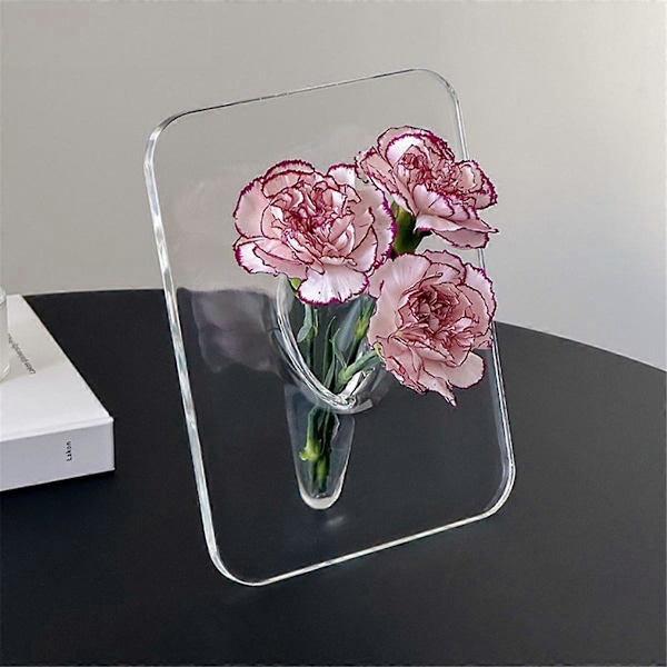 Vas Akryl Fotoram Vas Hydroponisk Blomsterplanter Som Visat