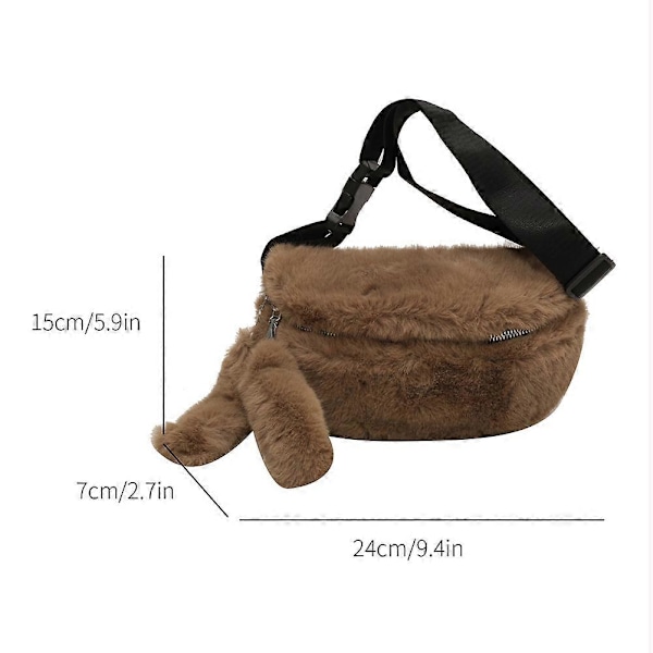 Dambälte Midjeväska Mångsidig Fluffig Crossbody-väska Höst Vinter Handväska (Khaki)