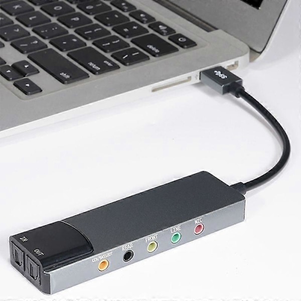 6-i-1 USB Externt Optiskt Ljudkort Multifunktionell Ljudkonverterare Adapter för Bärbar Dator Aluminium Ljudkort