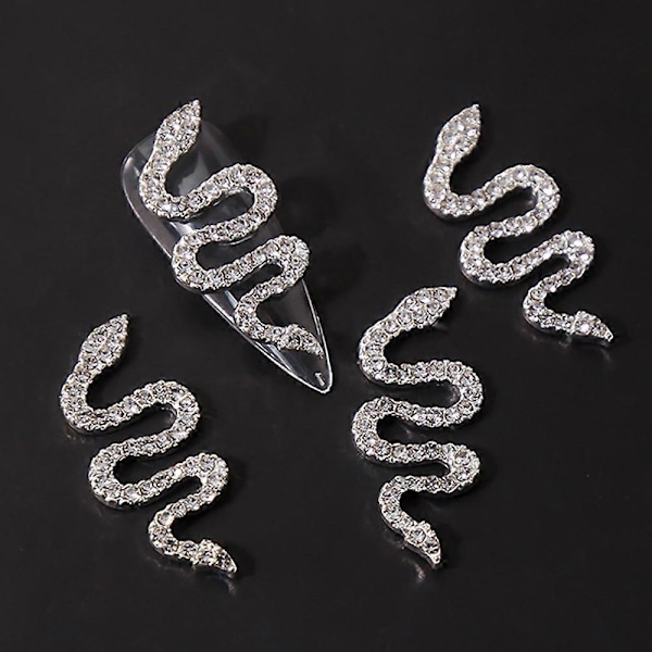 3D Orm Nagelkonst Charm Metall Orm Med Ull Nagelkonst Ädelsten Färg Nagelkonst Smycken Tillbehör Gör-det-själv Hantverk Nageldekorationer