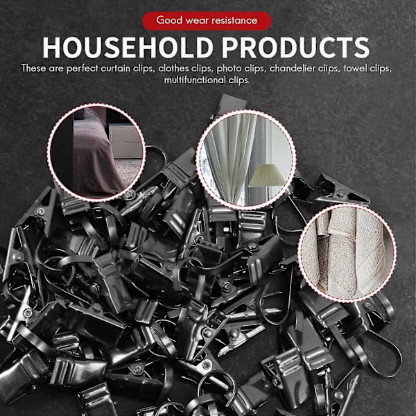 50 st Rostfria Krokar Clip Ringar Metall för Foton, DIY Hantverk
