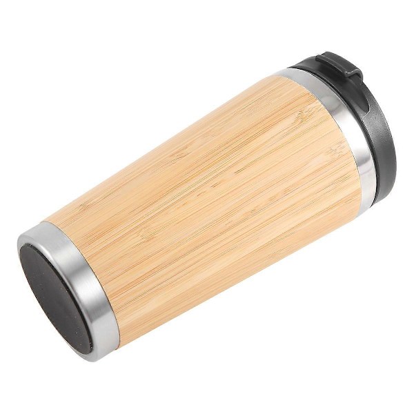 450 ml Bambu Kaffekopp Rostfritt Stål Kaffe Resemugg Med Läcksäkert Lock Isolerad Kaffe Åtföljande Kopp Återanvändbar Träkopp