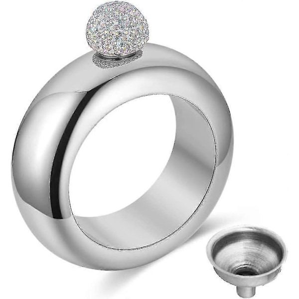Flaskarmband Armring Kreativ Rostfri 304 Höftflaska Trattset För Kvinnor 100 ml (silver Rhinestones Lock)