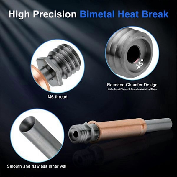 4stk Bimetall Heatbreak Uppgradering Hals för 3 Halsar för 3 Hotend 3D-skrivartillbehör
