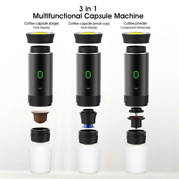 3-in-1 Mini Langaton Sähköinen Kannettava Espresso Kahvinkeitin Valkoinen