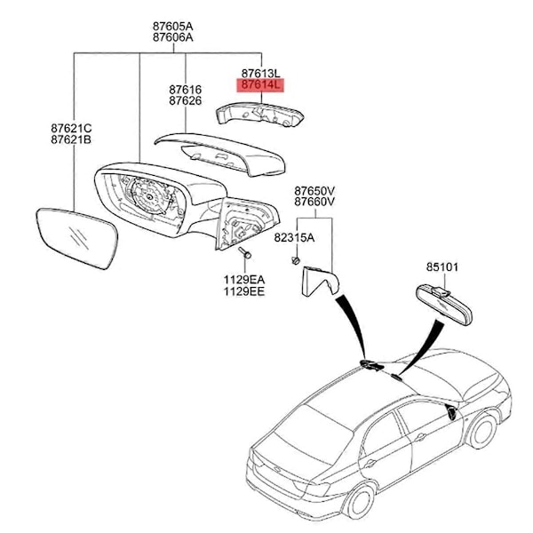 Vänster Sidospegel Blinkerslampa 87614-A7000