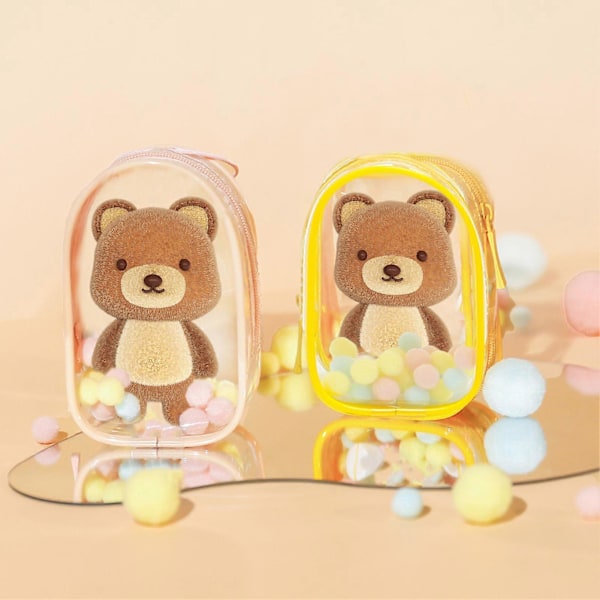 Transparent Dockväska med Dragkedja Dammtät PVC Vattentät Portabel Mini Leksaksförvaring Organizer Bärväska Pink Round