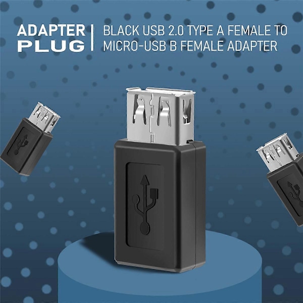 Musta USB 2.0 Type A naaras - Micro-USB B naaras -sovitinliitin