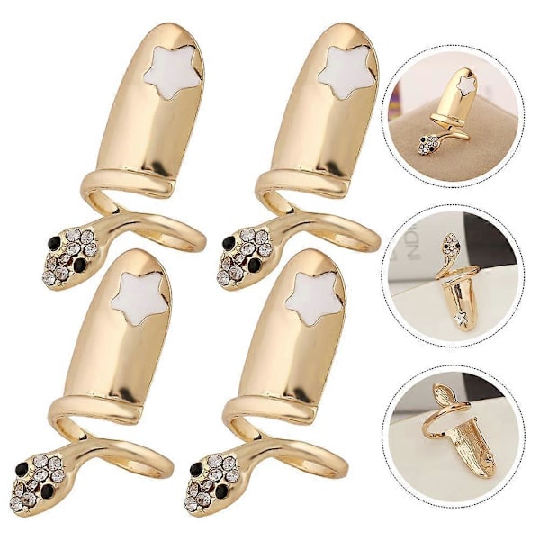 4 st Orm Nagelringar Fingernaglar Ringar Nagelspetsar Ringar Nagelsmycken för Kvinnor